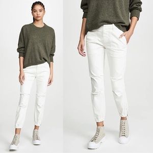 New Nili Lotan Cropped French Military Jogger Pant Eggshell Ivory Size 6